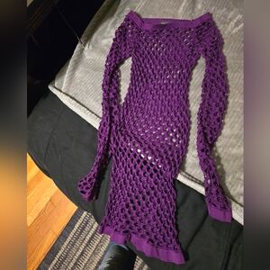 Soho Girls Purple Fishnet Long Sleeve Top